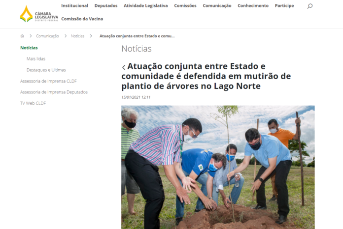 Site CLDF: Atuação conjunta entre Estado e comunidade é defendida em mutirão de plantio de árvores no Lago Norte