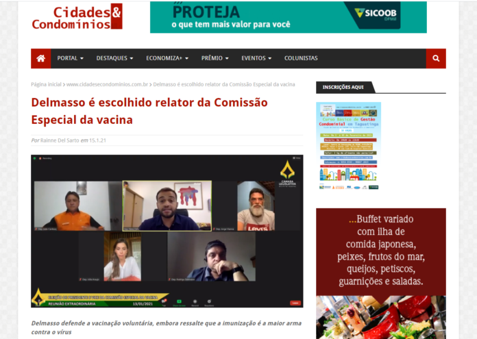 Cidades e Condomínios: Delmasso é escolhido relator da Comissão Especial da vacina