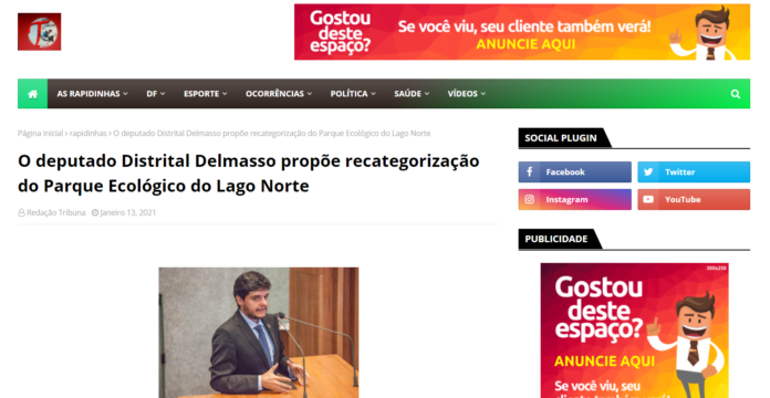 Tribuna FM Brasília: O deputado Distrital Delmasso propõe recategorização do Parque Ecológico do Lago Norte