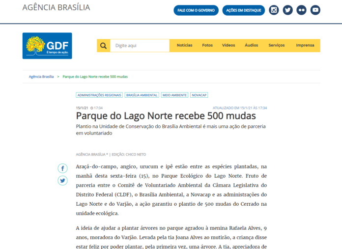 Agência Brasília: Parque do Lago Norte recebe 500 mudas