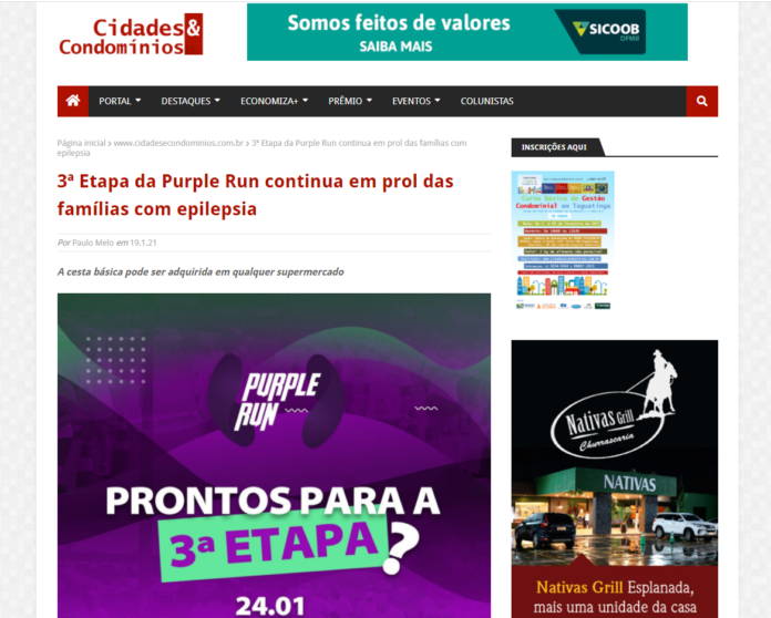 Cidades e Condomínios: 3ª Etapa da Purple Run continua em prol das famílias com epilepsia