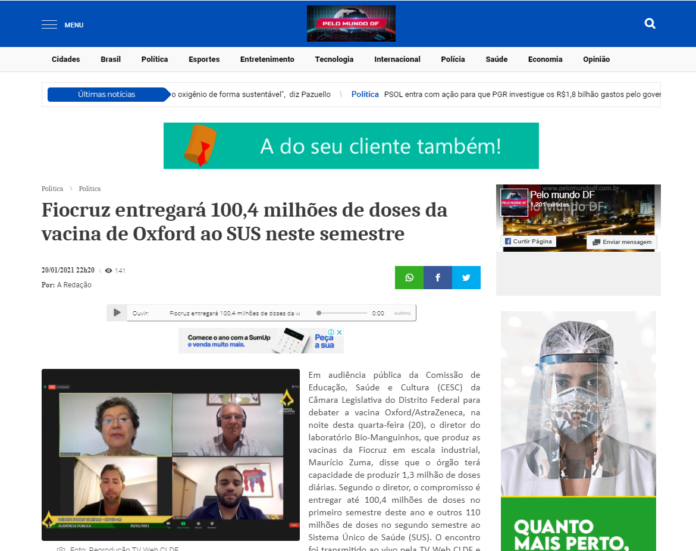 Pelo Mundo DF: Fiocruz entregará 100,4 milhões de doses da vacina de Oxford ao SUS neste semestre