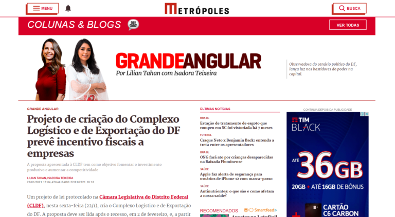 Metrópoles: Projeto de criação do Complexo Logístico e de Exportação do DF prevê incentivo fiscais a empresas