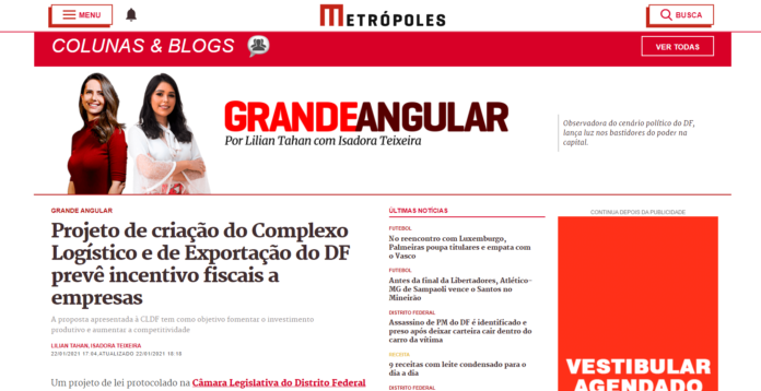 Metrópoles: Projeto de criação do Complexo Logístico e de Exportação do DF prevê incentivo fiscais a empresas