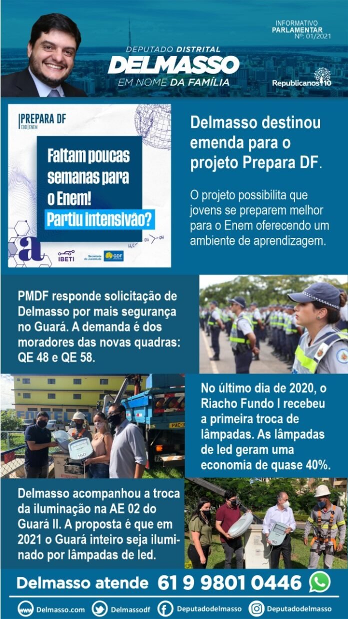 1 – Informativo semanal do Gabinete do Deputado Rodrigo Delmasso