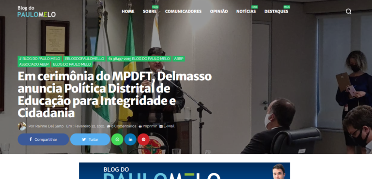 Blog do Paulo Melo: Em cerimônia do MPDFT, Delmasso anuncia Política Distrital de Educação para Integridade e Cidadania