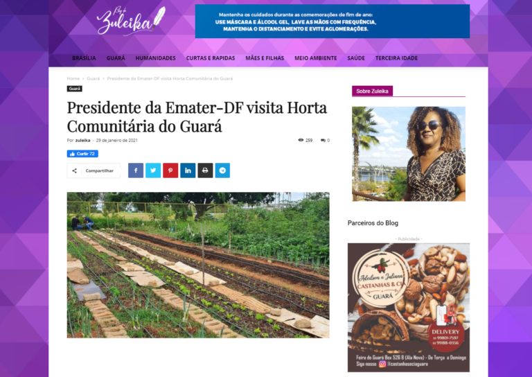 Blog da Zuleika: Presidente da Emater-DF visita Horta Comunitária do Guará