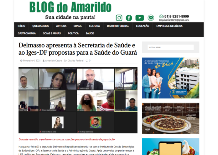 Blog do Amarildo: Delmasso apresenta à Secretaria de Saúde e ao Iges-DF propostas para a Saúde do Guará