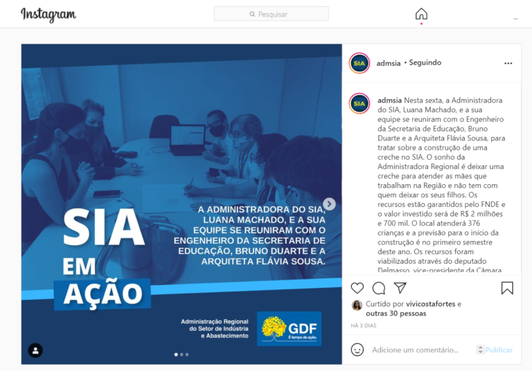 Administração do SIA: Construção de uma creche no SIA