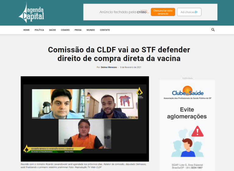 Agenda Capital: Comissão da CLDF vai ao STF defender direito de compra direta da vacina