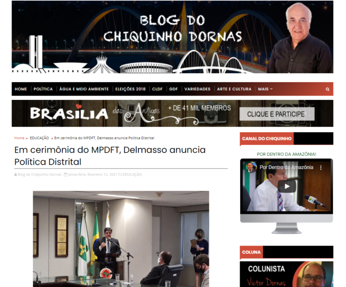 Blog do Chiquinho Dornas: Em cerimônia do MPDFT, Delmasso anuncia Política Distrital