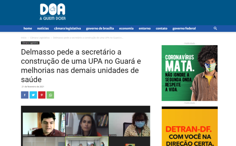 Doa a Quem Doer: Delmasso pede a secretário a construção de uma UPA no Guará e melhorias nas demais unidades de saúde