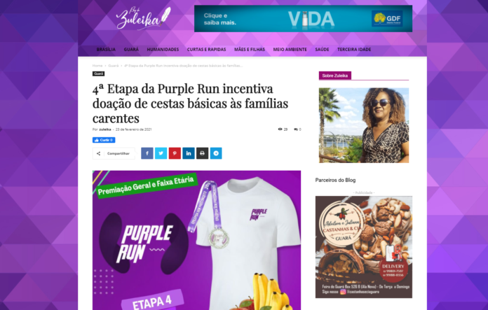 Blog da Zuleika: 4ª Etapa da Purple Run incentiva doação de cestas básicas às famílias carentes