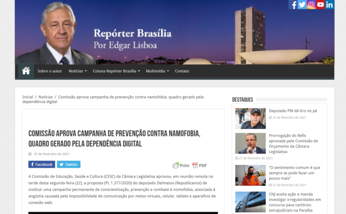 Repórter Brasília: Comissão aprova campanha de prevenção contra namofobia, quadro gerado pela dependência digital