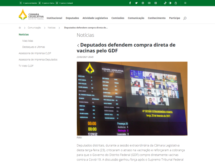 CLDF: Deputados defendem compra direta de vacinas pelo GDF