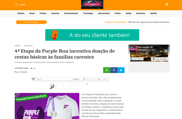 Pelo Mundo DF: 4ª Etapa da Purple Run incentiva doação de cestas básicas às famílias carentes