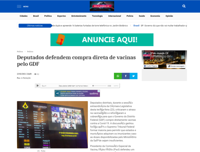 Pelo Mundo DF: Deputados defendem compra direta de vacinas pelo GDF Pelo Mundo DF: Deputados defendem compra direta de vacinas pelo GDF