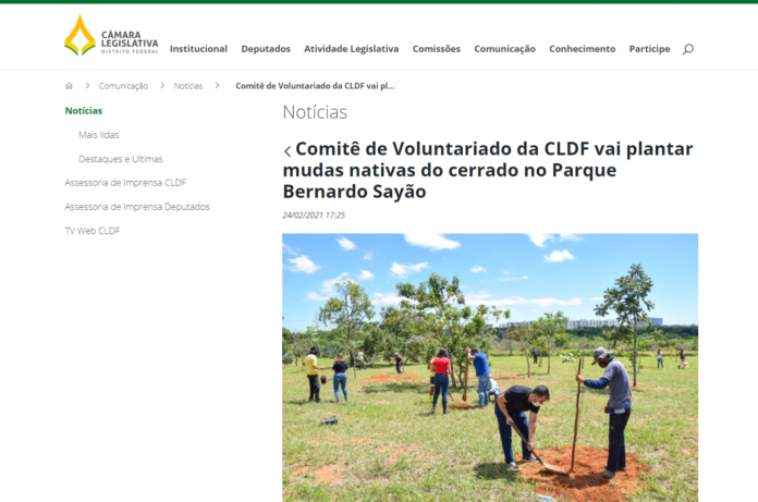 Portal CLDF: Comitê de Voluntariado da CLDF vai plantar mudas nativas do cerrado no Parque Bernardo Sayão Portal CLDF: Comitê de Voluntariado da CLDF vai plantar mudas nativas do cerrado no Parque Bernardo Sayão