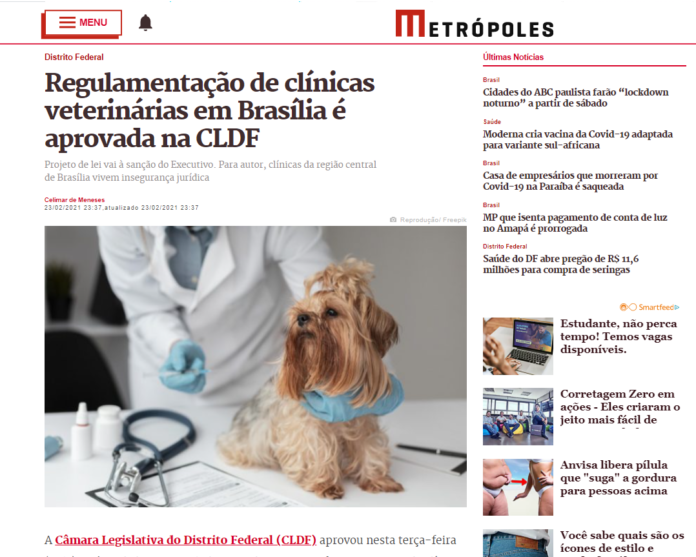 Metrópoles: Regulamentação de clínicas veterinárias em Brasília é aprovada na CLDF