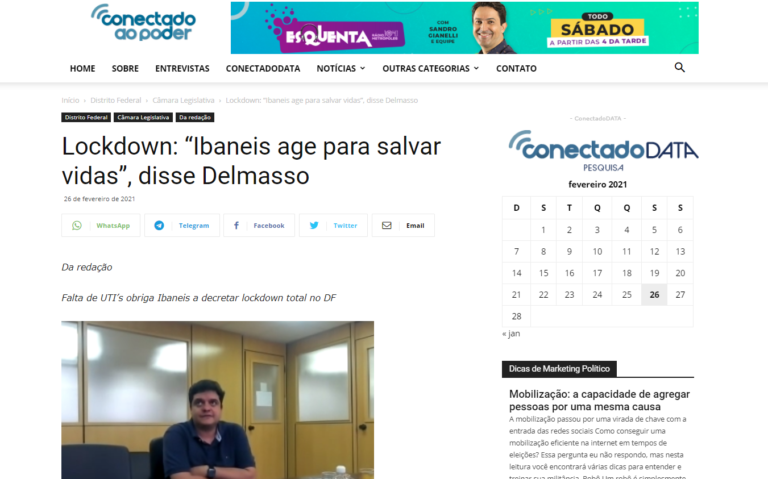 Conectado ao Poder: Lockdown: “Ibaneis age para salvar vidas”, disse Delmasso