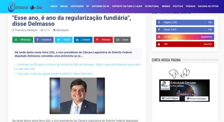Estrutural On Line: "Esse ano, é ano da regularização fundiária", disse Delmasso