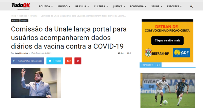 Tudo Ok Noticias: Comissão da Unale lança portal para usuários acompanharem dados diários da vacina contra a COVID-19
