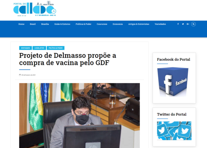 Portal do Callado: Projeto de Delmasso propõe a compra de vacina pelo GDF