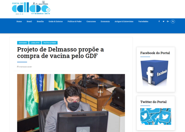 Portal do Callado: Projeto de Delmasso propõe a compra de vacina pelo GDF
