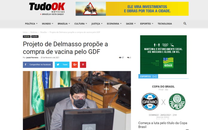 Tudo Ok Notícias: Projeto de Delmasso propõe a compra de vacina pelo GDF