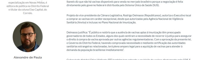Correio Braziliense, Coluna CB Poder, 2 de março 2021