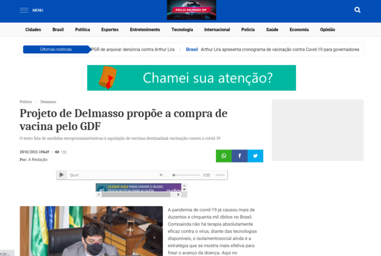 Pelo Mundo DF: Projeto de Delmasso propõe a compra de vacina pelo GDF