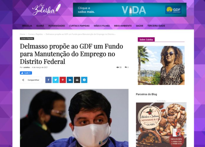 Blog da Zuleika: Delmasso propõe ao GDF um Fundo para Manutenção do Emprego no Distrito Federal