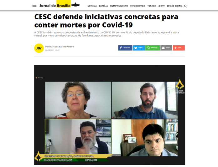 Jornal de Brasília: CESC defende iniciativas concretas para conter mortes por Covid-19