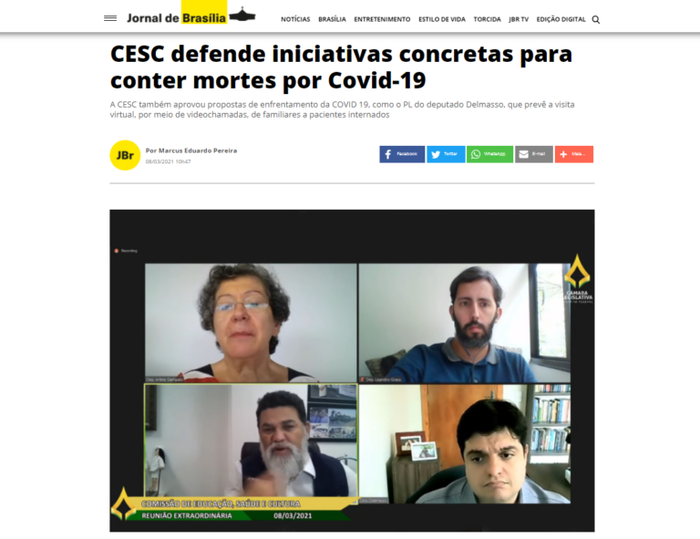 Jornal de Brasília: CESC defende iniciativas concretas para conter mortes por Covid-19