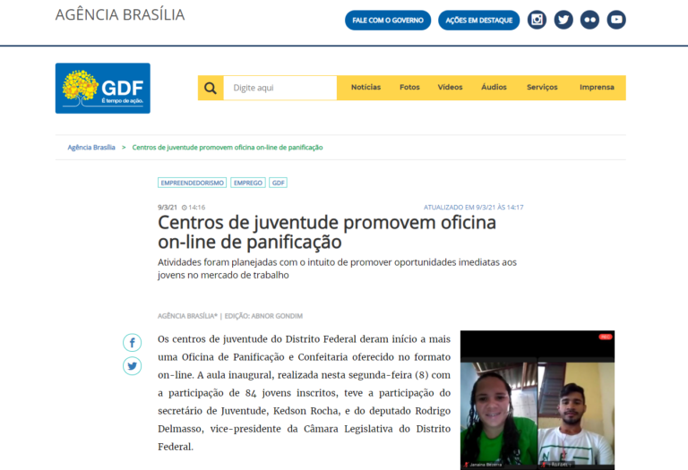 Agência Brasília: Centros de juventude promovem oficina on-line de panificação