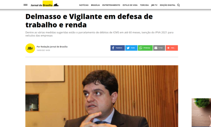 Jornal de Brasília: Delmasso e Vigilante em defesa de trabalho e renda