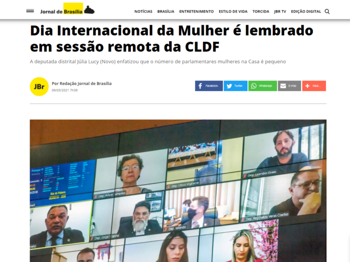 Jornal de Brasília: Dia Internacional da Mulher é lembrado em sessão remota da CLDF