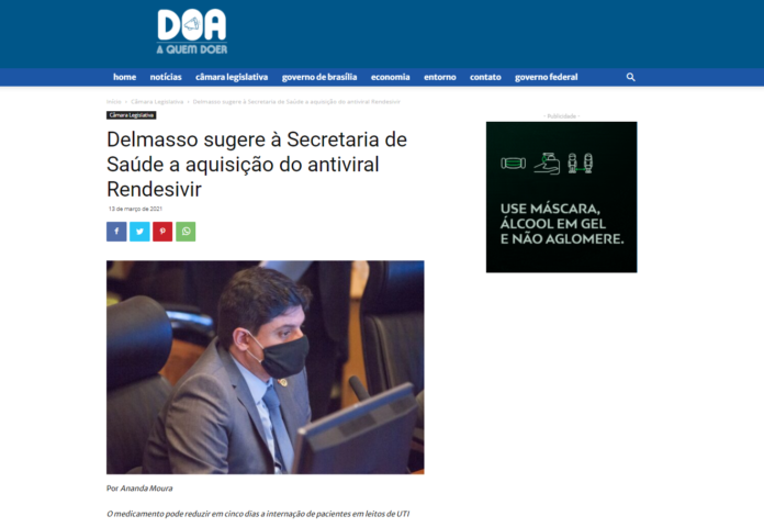 Doa a Quem Doer: Delmasso sugere à Secretaria de Saúde a aquisição do antiviral Rendesivir Doa a Quem Doer: Delmasso sugere à Secretaria de Saúde a aquisição do antiviral Rendesivir