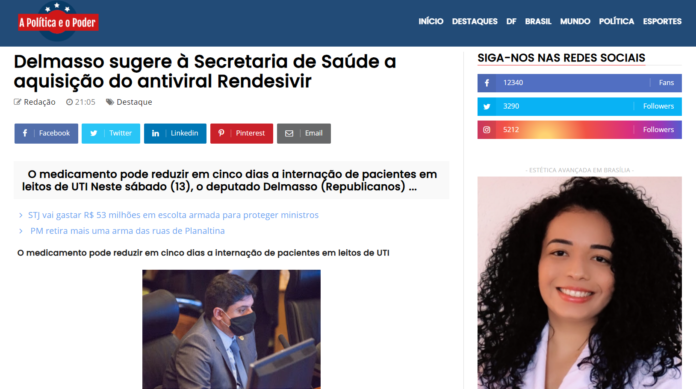 A Política e o Poder: Delmasso sugere à Secretaria de Saúde a aquisição do antiviral Rendesivir
