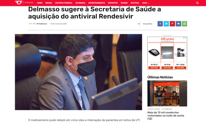 DF Soberano: Delmasso sugere à Secretaria de Saúde a aquisição do antiviral Rendesivir DF Soberano: Delmasso sugere à Secretaria de Saúde a aquisição do antiviral Rendesivir