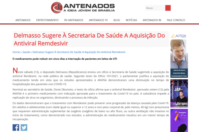 Antenados: Delmasso Sugere À Secretaria De Saúde A Aquisição Do Antiviral Remdesivir