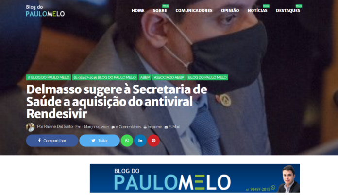 Blog do Paulo Melo: Delmasso sugere à Secretaria de Saúde a aquisição do antiviral Rendesivir