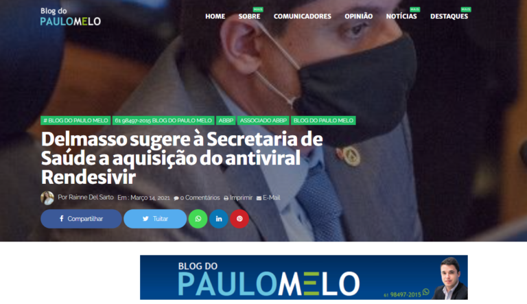 Blog do Paulo Melo: Delmasso sugere à Secretaria de Saúde a aquisição do antiviral Rendesivir