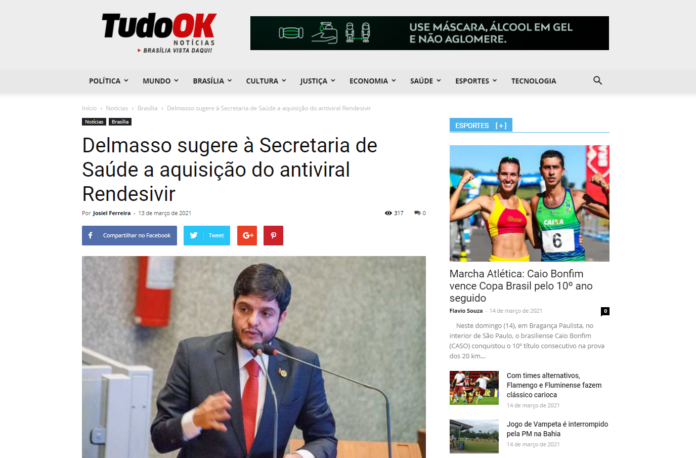 Tudo Ok Notícias: Delmasso sugere à Secretaria de Saúde a aquisição do antiviral Rendesivir
