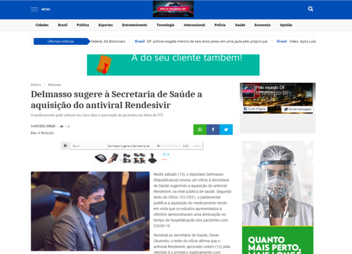 Pelo Mundo DF: Delmasso sugere à Secretaria de Saúde a aquisição do antiviral Rendesivir