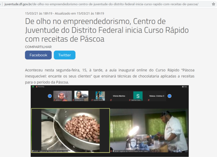 SECRETARIA DE JUVENTUDE: De olho no empreendedorismo, Centro de Juventude do Distrito Federal inicia Curso Rápido com receitas de Páscoa