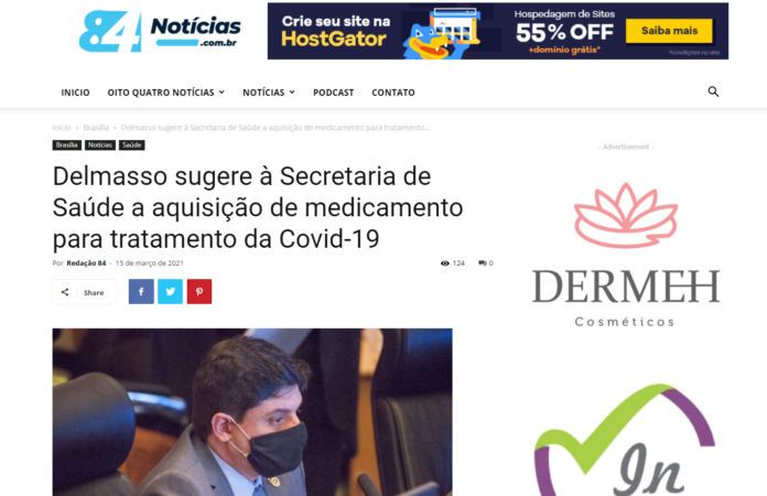Oito Quatro Notícias: Delmasso sugere à Secretaria de Saúde a aquisição de medicamento para tratamento da Covid-19