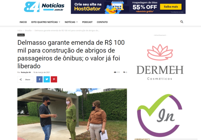 Oito Quatro Notícias: Delmasso garante emenda de R$ 100 mil para construção de abrigos de passageiros de ônibus; o valor já foi liberado