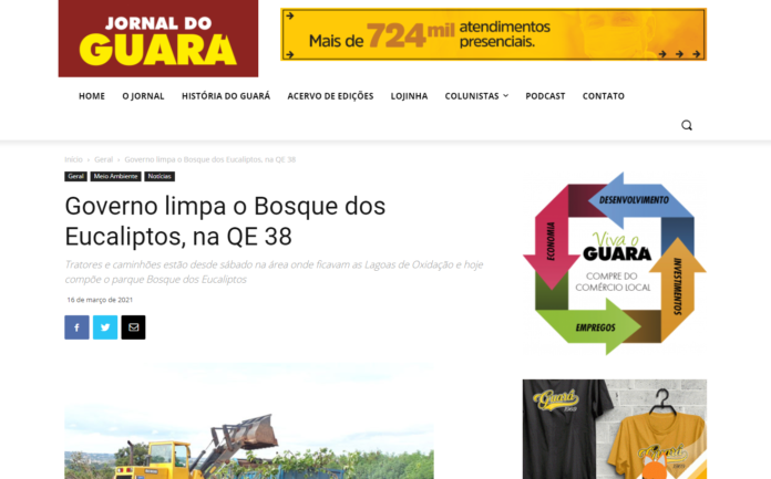 Jornal do Guará: Governo limpa o Bosque dos Eucaliptos, na QE 38