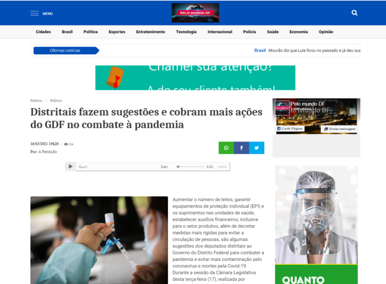 Pelo Mundo DF: Distritais fazem sugestões e cobram mais ações do GDF no combate à pandemia